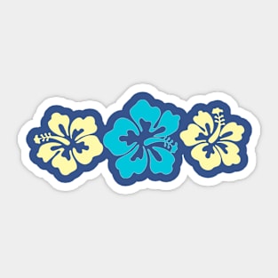 Hibiscus Flowers In Aqua And Yellow Colors Sticker